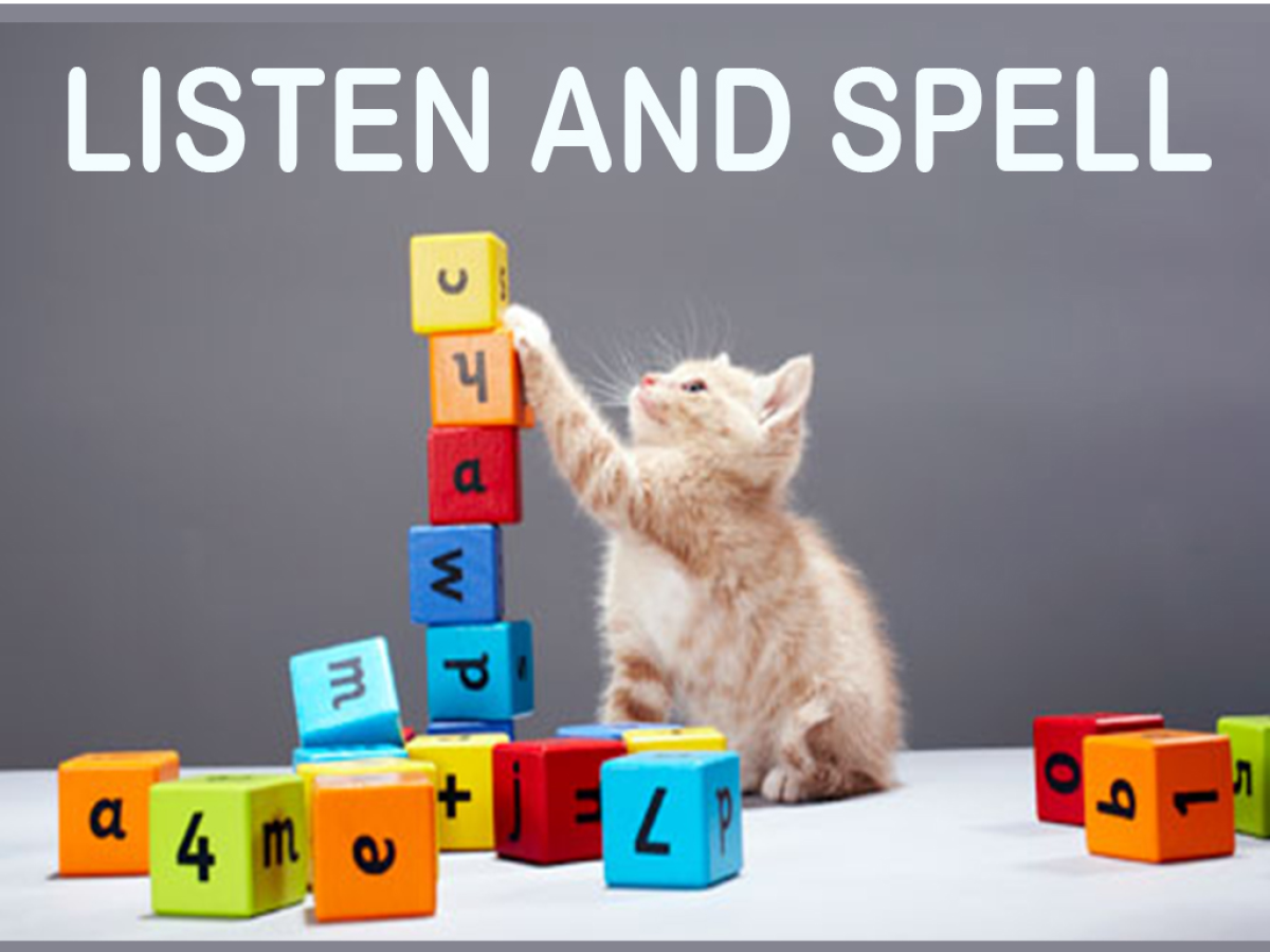 Listen and spell, game, spill, cover